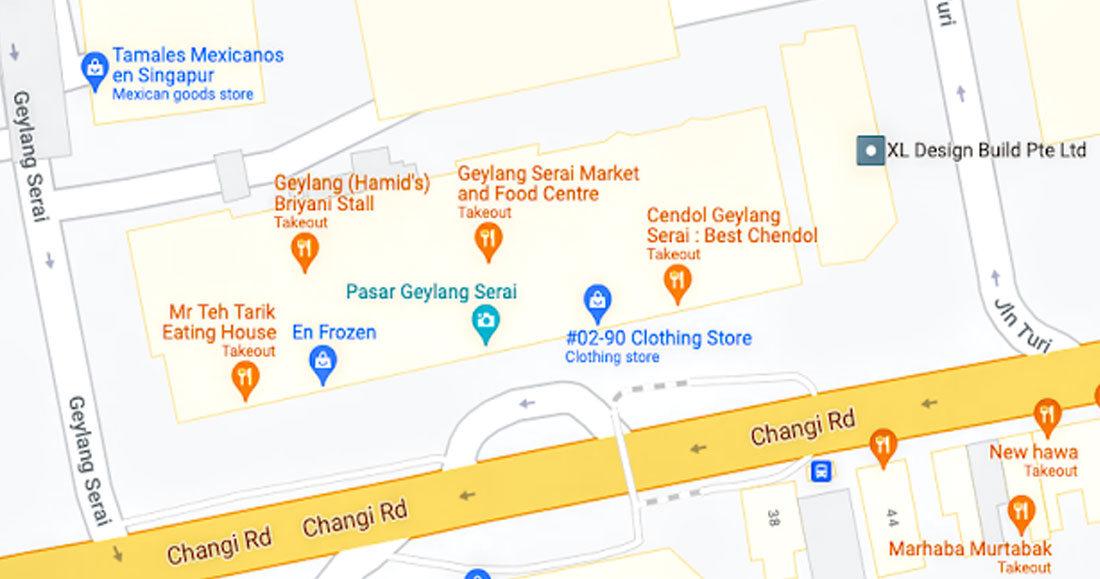 Area distribution map of small markets at Geylang Serai Market
