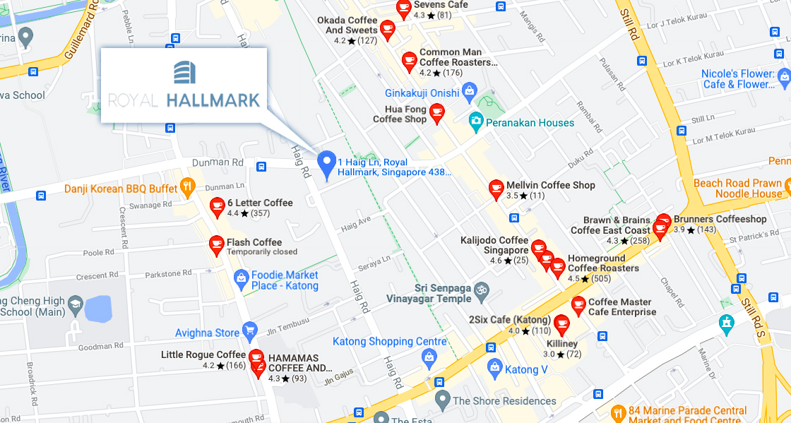 Recommendations of attractive coffee shops nearby Royal Hallmark